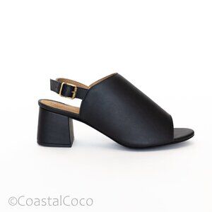 Iolanda by Ahimsa Vegan Women's 8 Open-toe Block Heel Black Sandal Minimalist